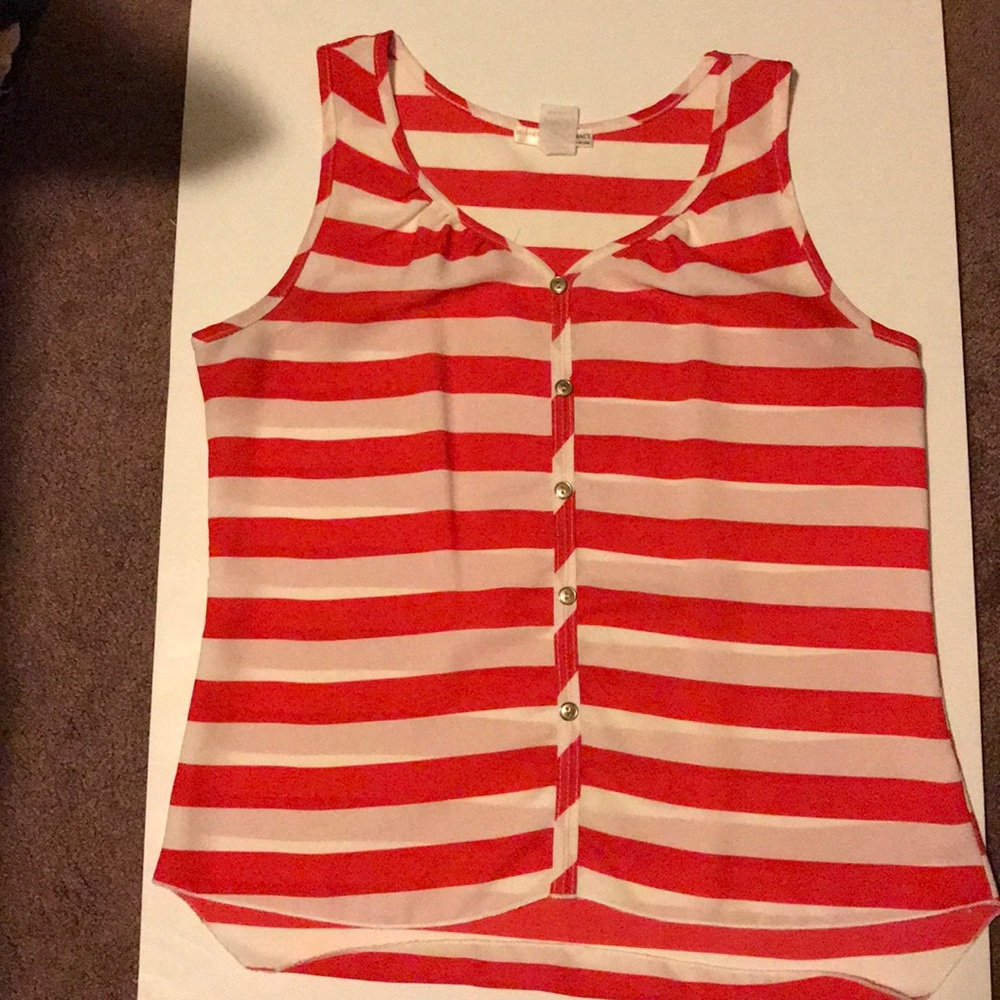 A’GACI white and red striped tank top
